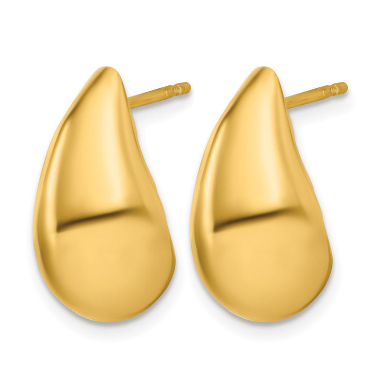 Gold Plated Sterling Silver Plt Polished Puff Teardrop Post Earrings