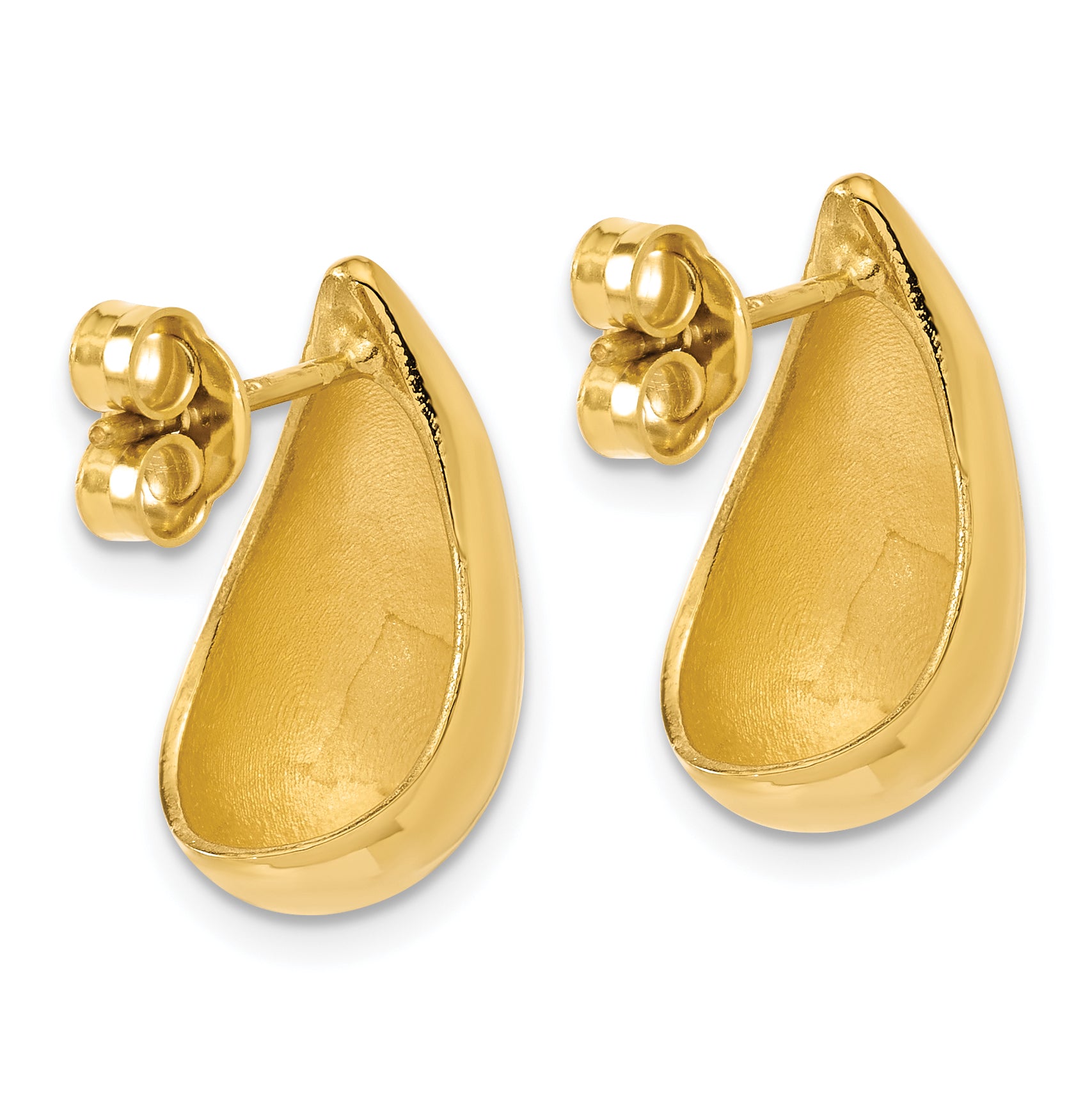 Gold Plated Sterling Silver Plt Polished Puff Teardrop Post Earrings