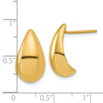 Gold Plated Sterling Silver Plt Polished Puff Teardrop Post Earrings