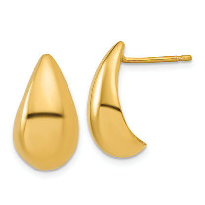 Gold Plated Sterling Silver Plt Polished Puff Teardrop Post Earrings