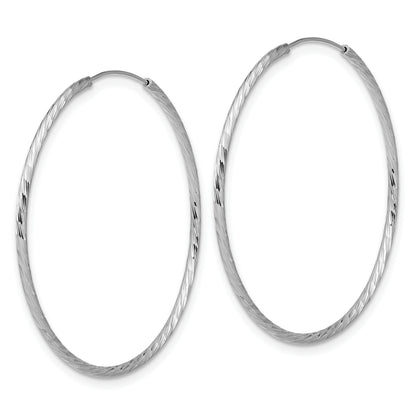 Sterling Silver Ss Rh Plated Diamond Cut 1.25mm Endless Hoop Earrings