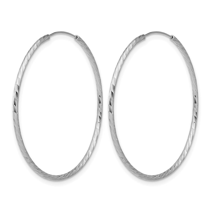 Sterling Silver Ss Rh Plated Diamond Cut 1.25mm Endless Hoop Earrings