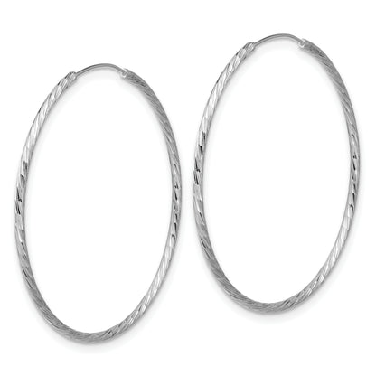 Sterling Silver Ss Rh Plated Diamond Cut 1.25mm Endless Hoop Earrings