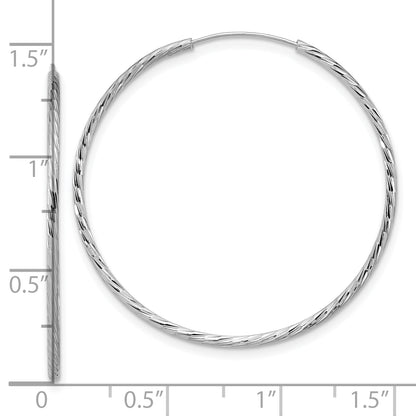 Sterling Silver Ss Rh Plated Diamond Cut 1.25mm Endless Hoop Earrings