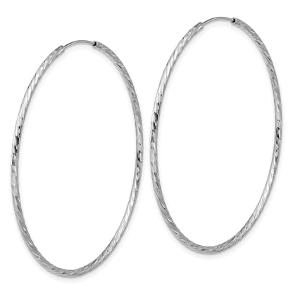 Sterling Silver Ss Rh Plated Diamond Cut 1.5mm Endless Hoop Earrings
