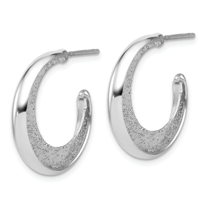 Sterling Silver Ss Rh Plt Radiant Essence Polish/Textured Post J Hoop Earrings