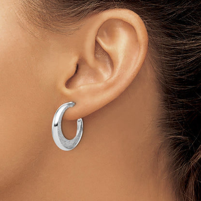 Sterling Silver Ss Rh Plt Radiant Essence Polish/Textured Post J Hoop Earrings
