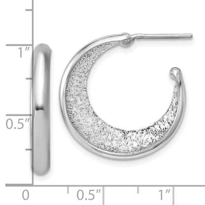 Sterling Silver Ss Rh Plt Radiant Essence Polish/Textured Post J Hoop Earrings