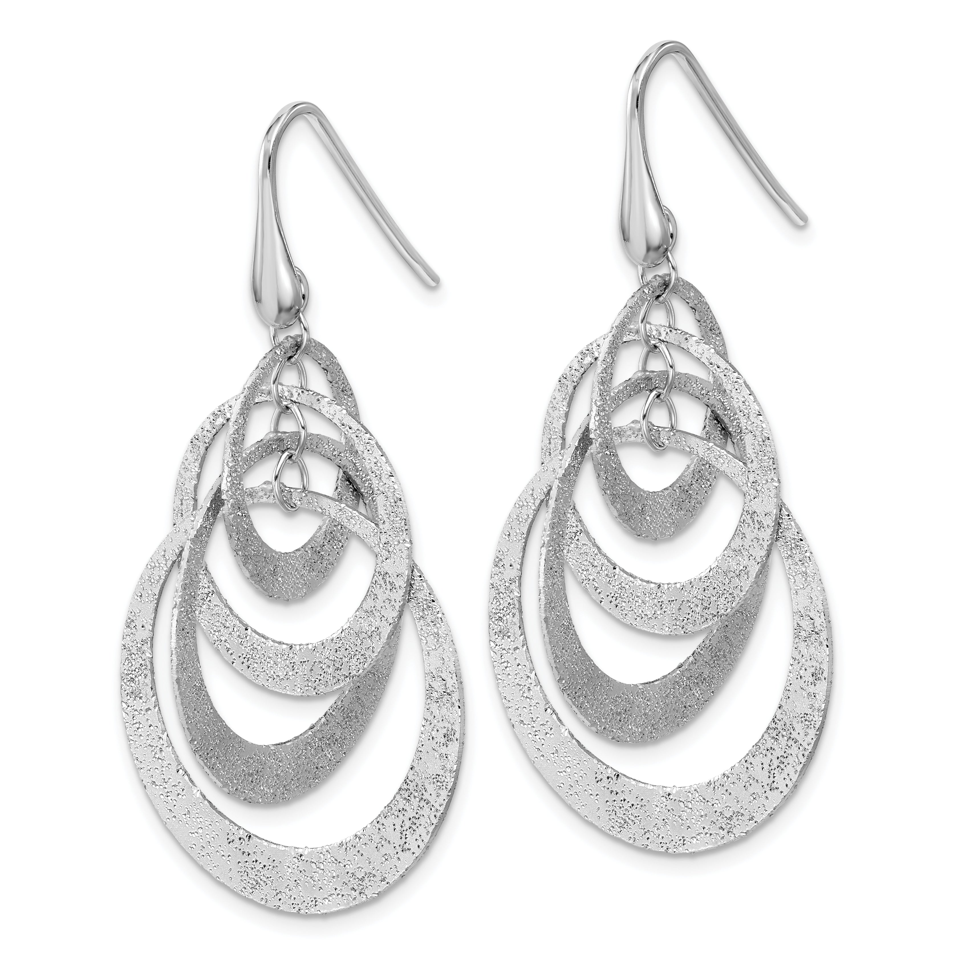 Sterling Silver Ss Rh Plated Radiant Essence Polished/Textured Dangle Earrings