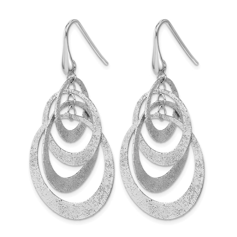 Sterling Silver Ss Rh Plated Radiant Essence Polished/Textured Dangle Earrings