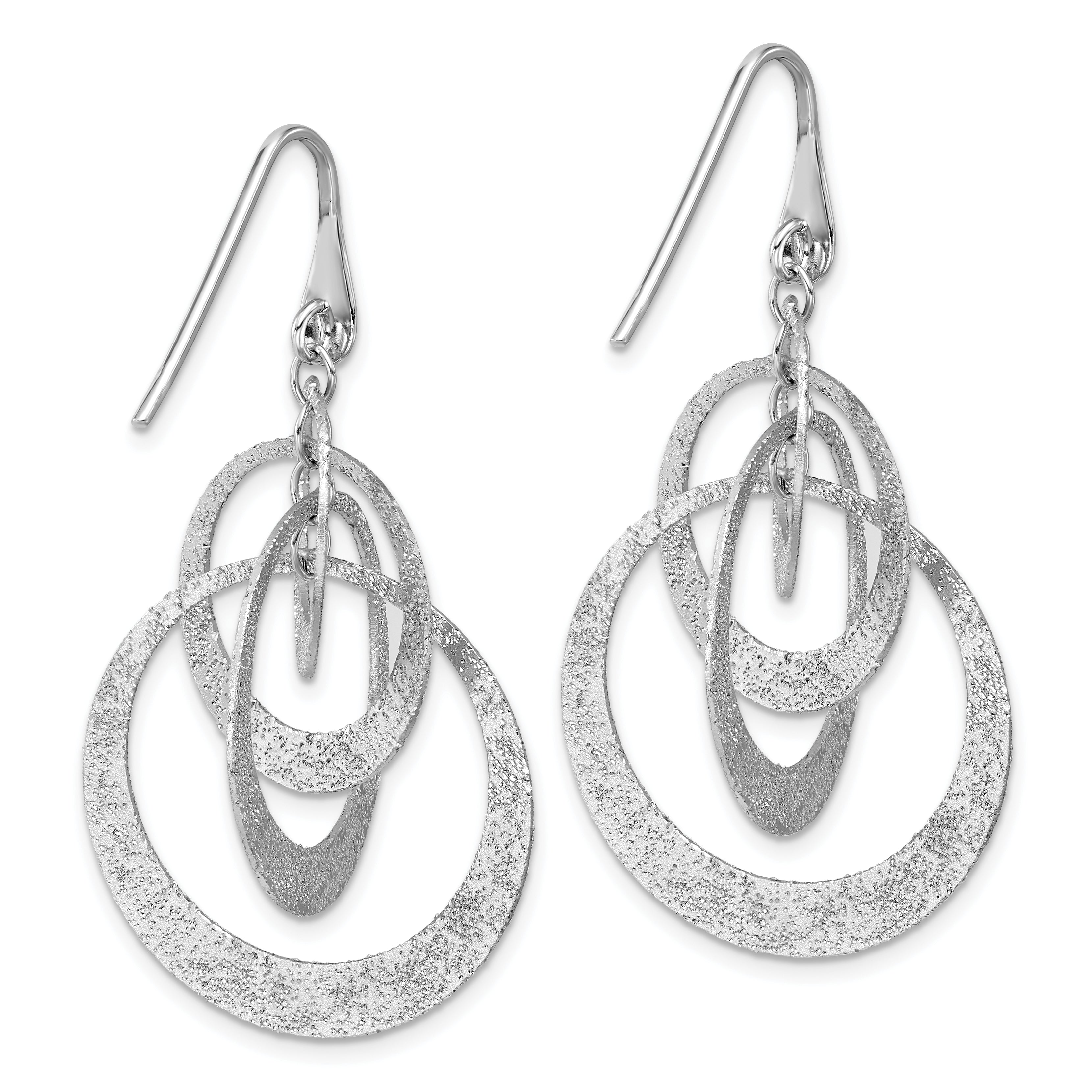 Sterling Silver Ss Rh Plated Radiant Essence Polished/Textured Dangle Earrings