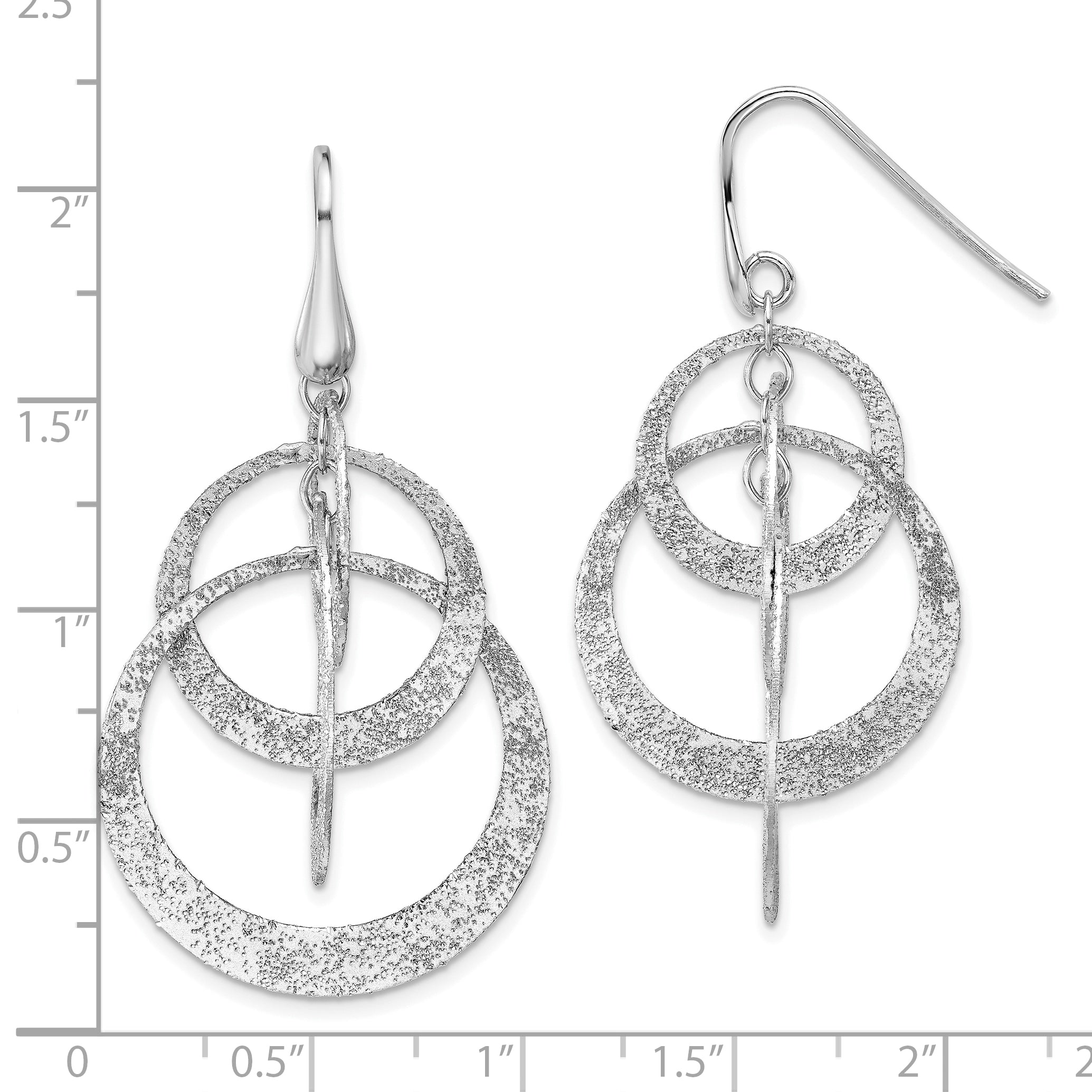 Sterling Silver Ss Rh Plated Radiant Essence Polished/Textured Dangle Earrings