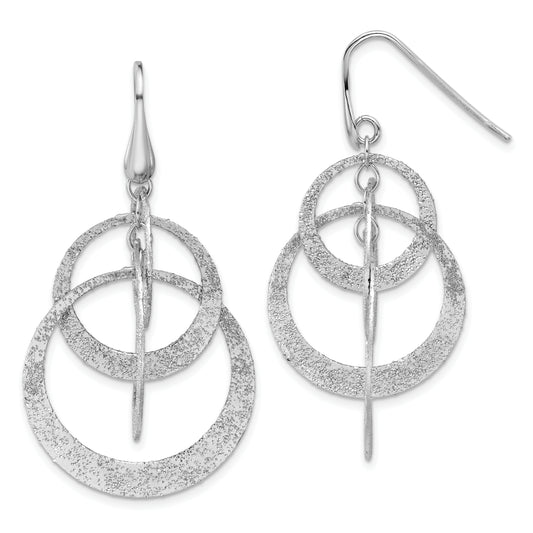 Sterling Silver Ss Rh Plated Radiant Essence Polished/Textured Dangle Earrings