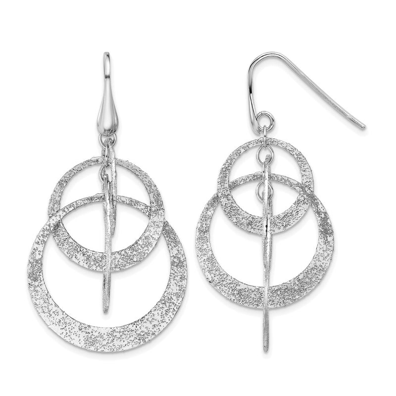 Sterling Silver Ss Rh Plated Radiant Essence Polished/Textured Dangle Earrings