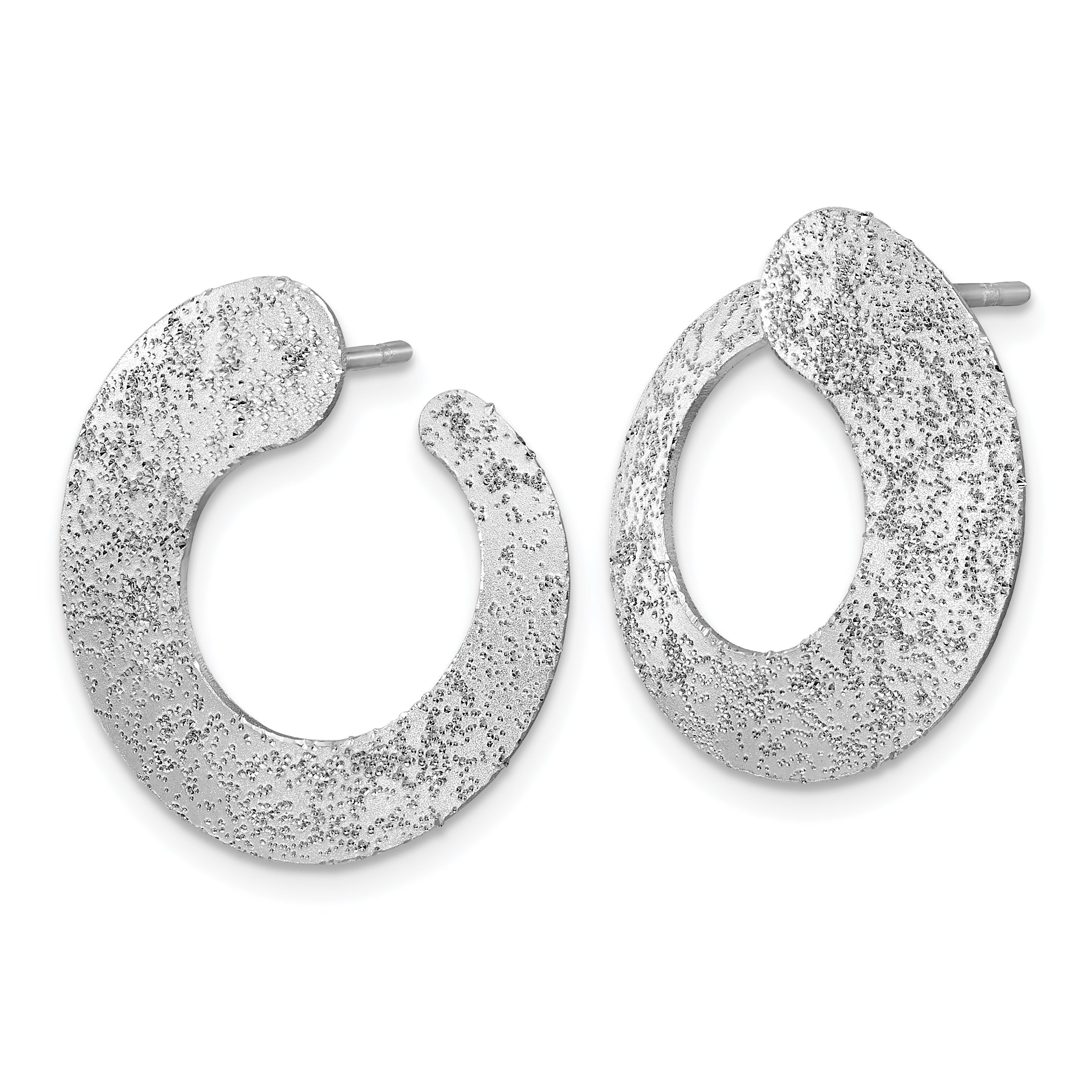 Sterling Silver Ss Rh Plt Radiant Essence Textured Tapered Circle Post Earrings