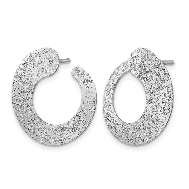 Sterling Silver Ss Rh Plt Radiant Essence Textured Tapered Circle Post Earrings