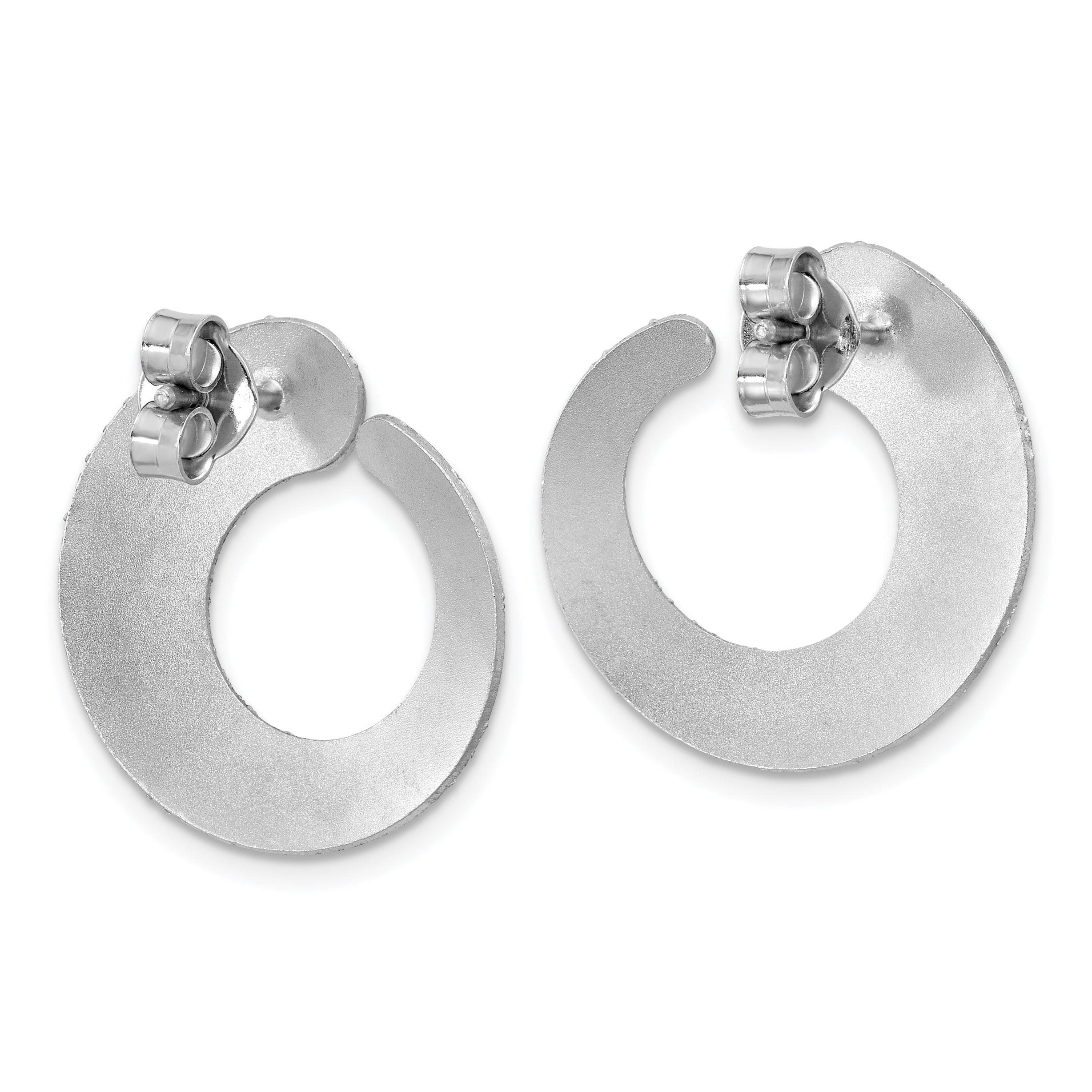 Sterling Silver Ss Rh Plt Radiant Essence Textured Tapered Circle Post Earrings