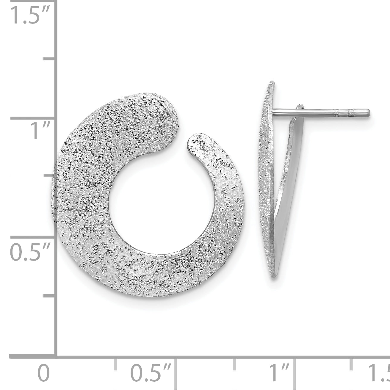 Sterling Silver Ss Rh Plt Radiant Essence Textured Tapered Circle Post Earrings