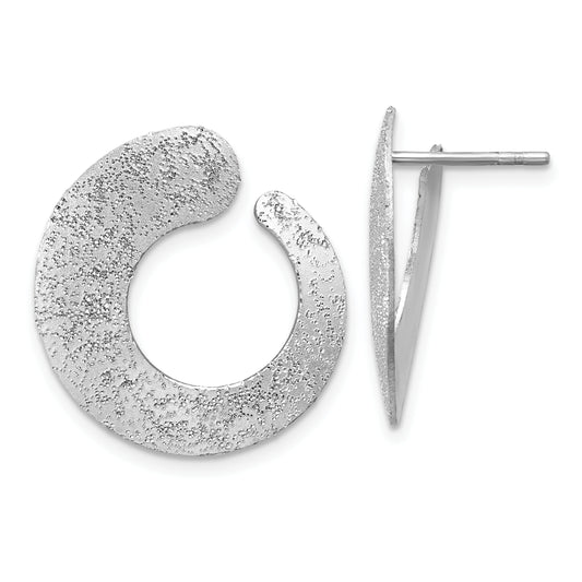 Sterling Silver Ss Rh Plt Radiant Essence Textured Tapered Circle Post Earrings