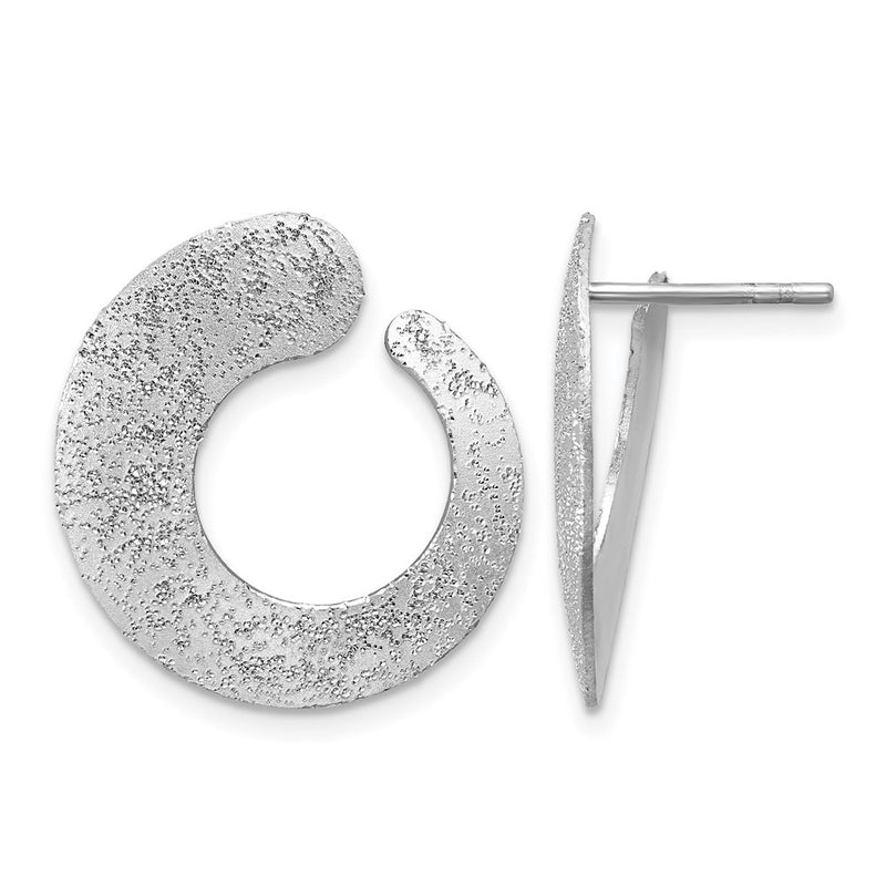 Sterling Silver Ss Rh Plt Radiant Essence Textured Tapered Circle Post Earrings