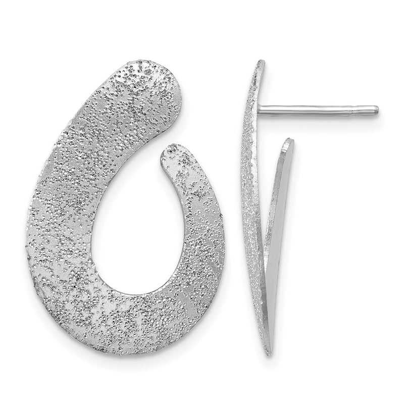 Sterling Silver Ss Rh Plated Radiant Essence Textured Teardrop Post Earrings