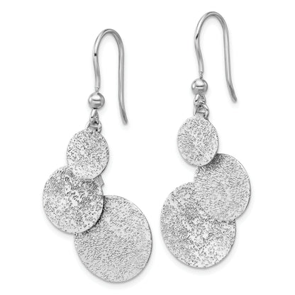 Sterling Silver Ss Rh Plated Radiant Essence Textured Circles Dangle Earrings