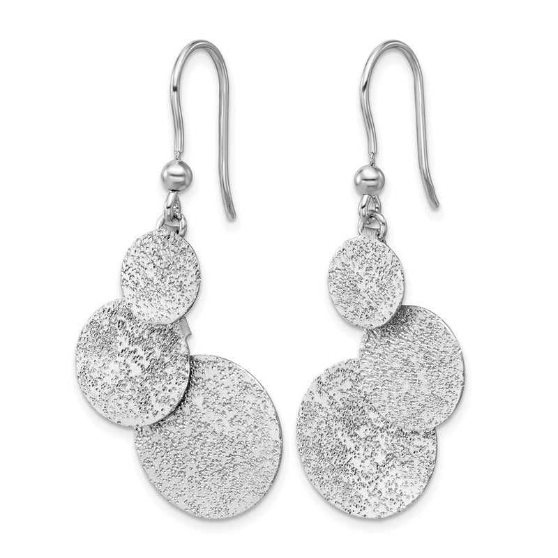 Sterling Silver Ss Rh Plated Radiant Essence Textured Circles Dangle Earrings