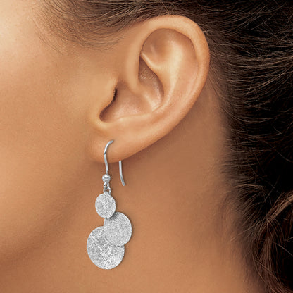 Sterling Silver Ss Rh Plated Radiant Essence Textured Circles Dangle Earrings