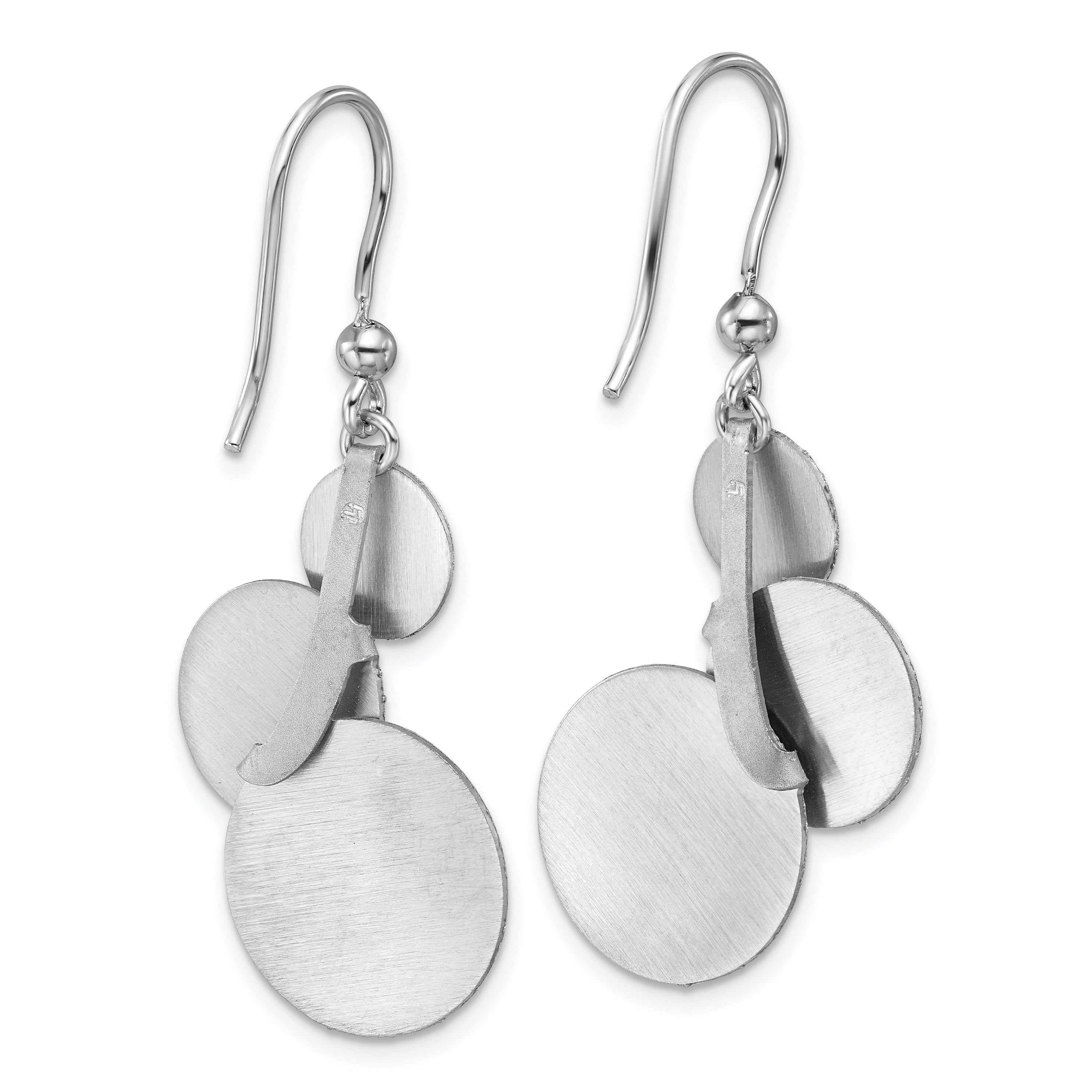Sterling Silver Ss Rh Plated Radiant Essence Textured Circles Dangle Earrings