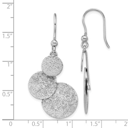 Sterling Silver Ss Rh Plated Radiant Essence Textured Circles Dangle Earrings