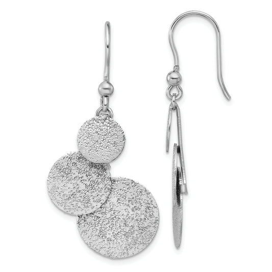 Sterling Silver Ss Rh Plated Radiant Essence Textured Circles Dangle Earrings