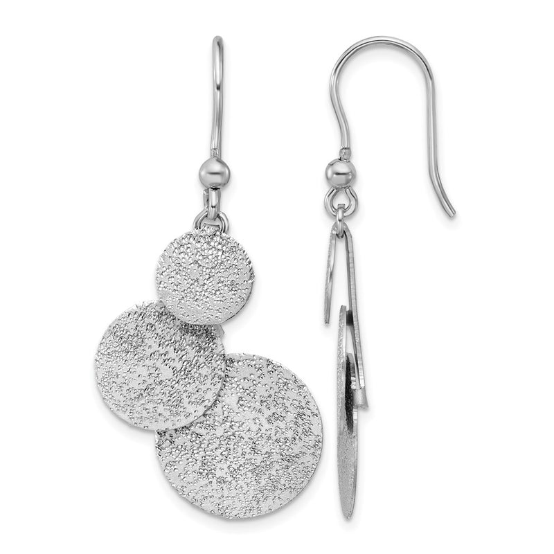 Sterling Silver Ss Rh Plated Radiant Essence Textured Circles Dangle Earrings