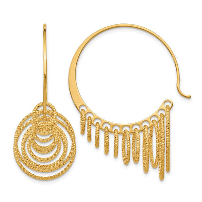 Ss/Gold Plated Ss And Gold-Plated Polished Laser-Cut Hoop Earrings
