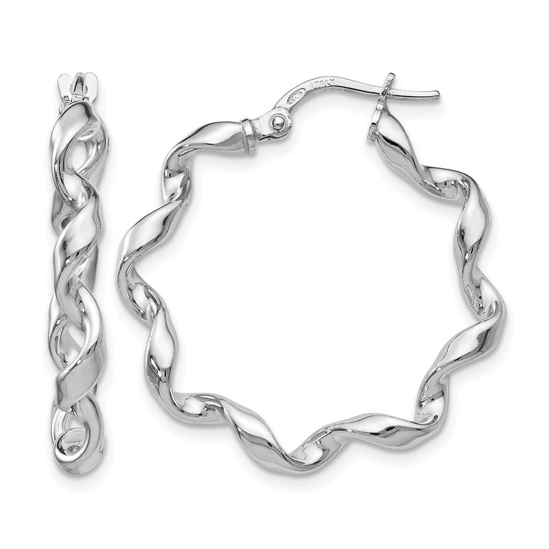 Sterling Silver Polished Twisted Hoop Earrings