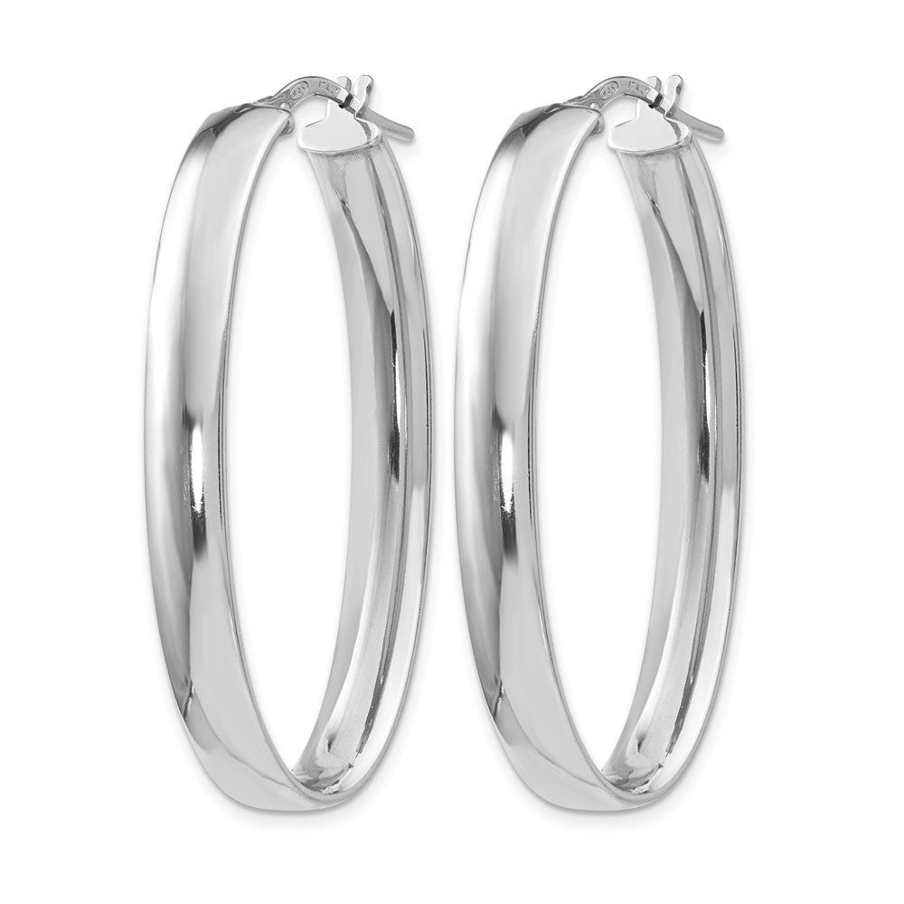 Sterling Silver Polished Oval Hinged Hoop Earrings
