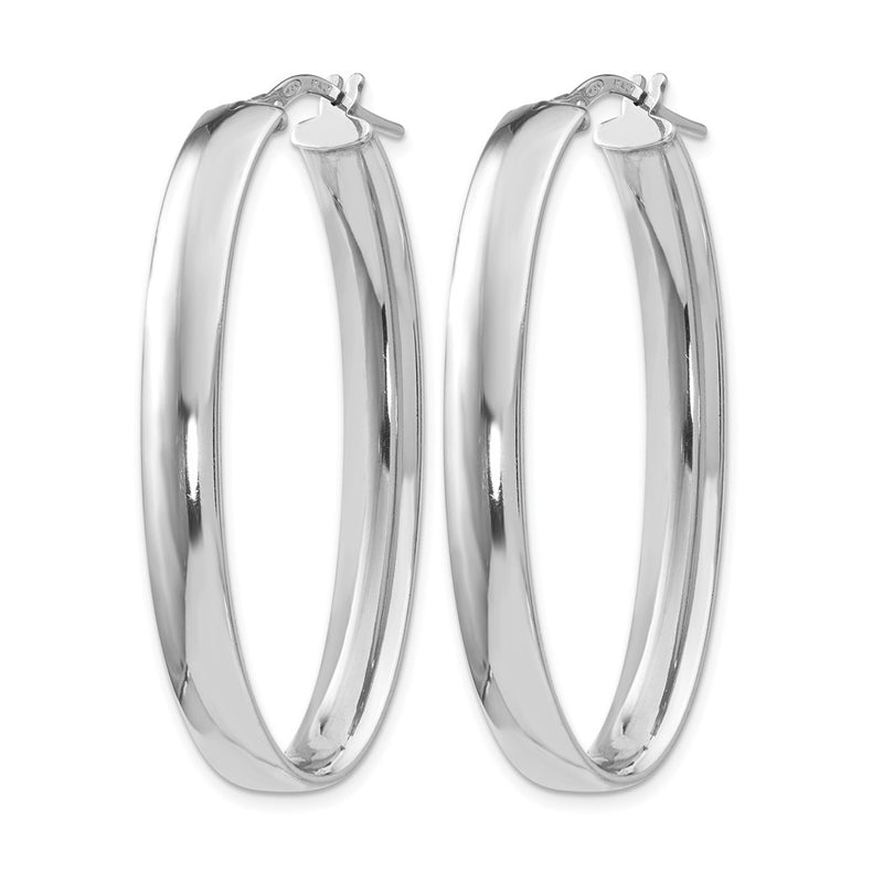 Sterling Silver Polished Oval Hinged Hoop Earrings