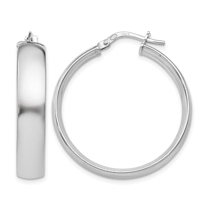 Sterling Silver Polished Hinged Hoop Earrings