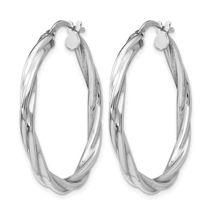 Sterling Silver Polished Twisted Hinged Hoop Earrings
