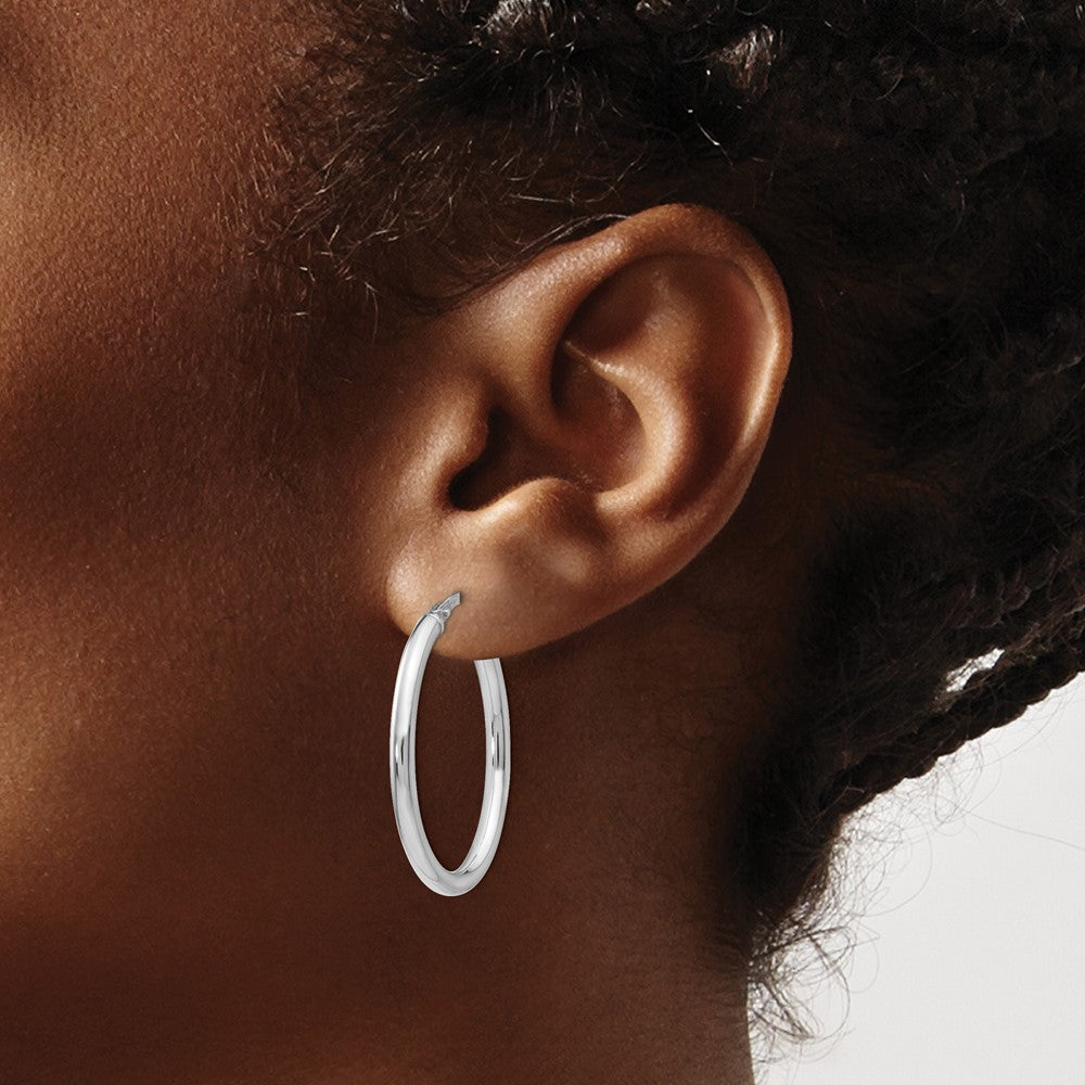 Sterling Silver Polished Oval Hinged Hoop Earrings