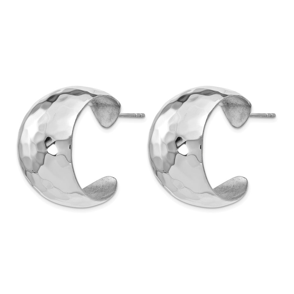 Sterling Silver Polished Hammered Post Earrings