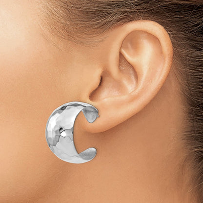 Sterling Silver Polished Hammered Post Earrings
