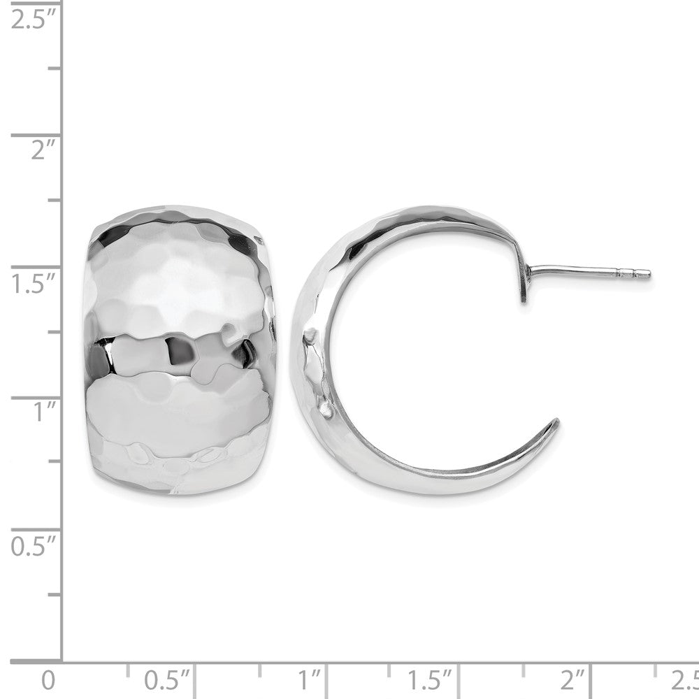 Sterling Silver Polished Hammered Post Earrings