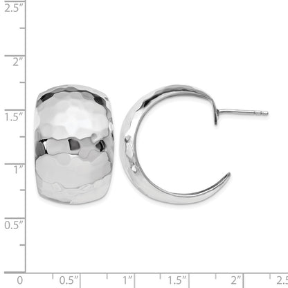 Sterling Silver Polished Hammered Post Earrings