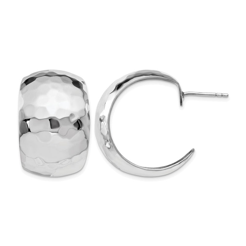 Sterling Silver Polished Hammered Post Earrings