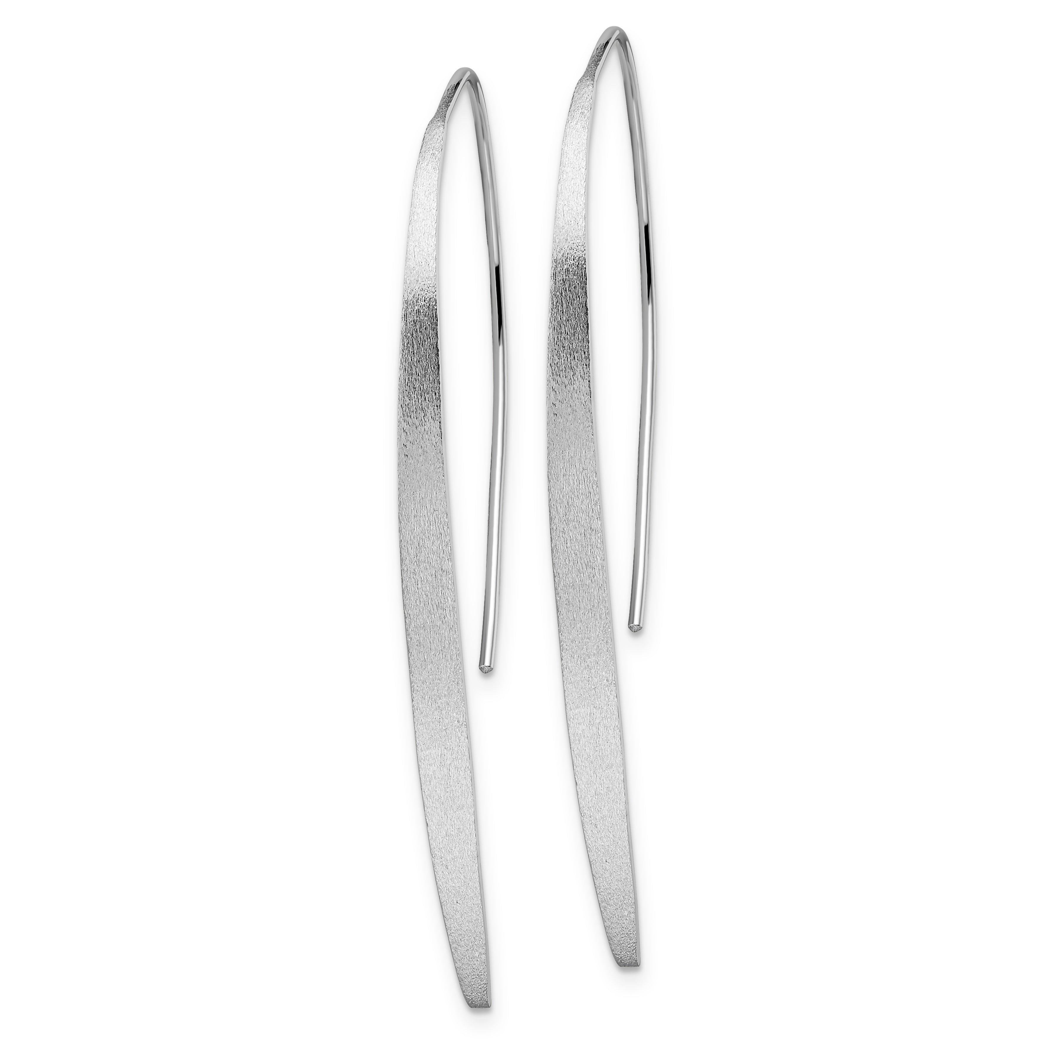 Sterling Silver Rhodium Plated Polished & Brushed Earrings