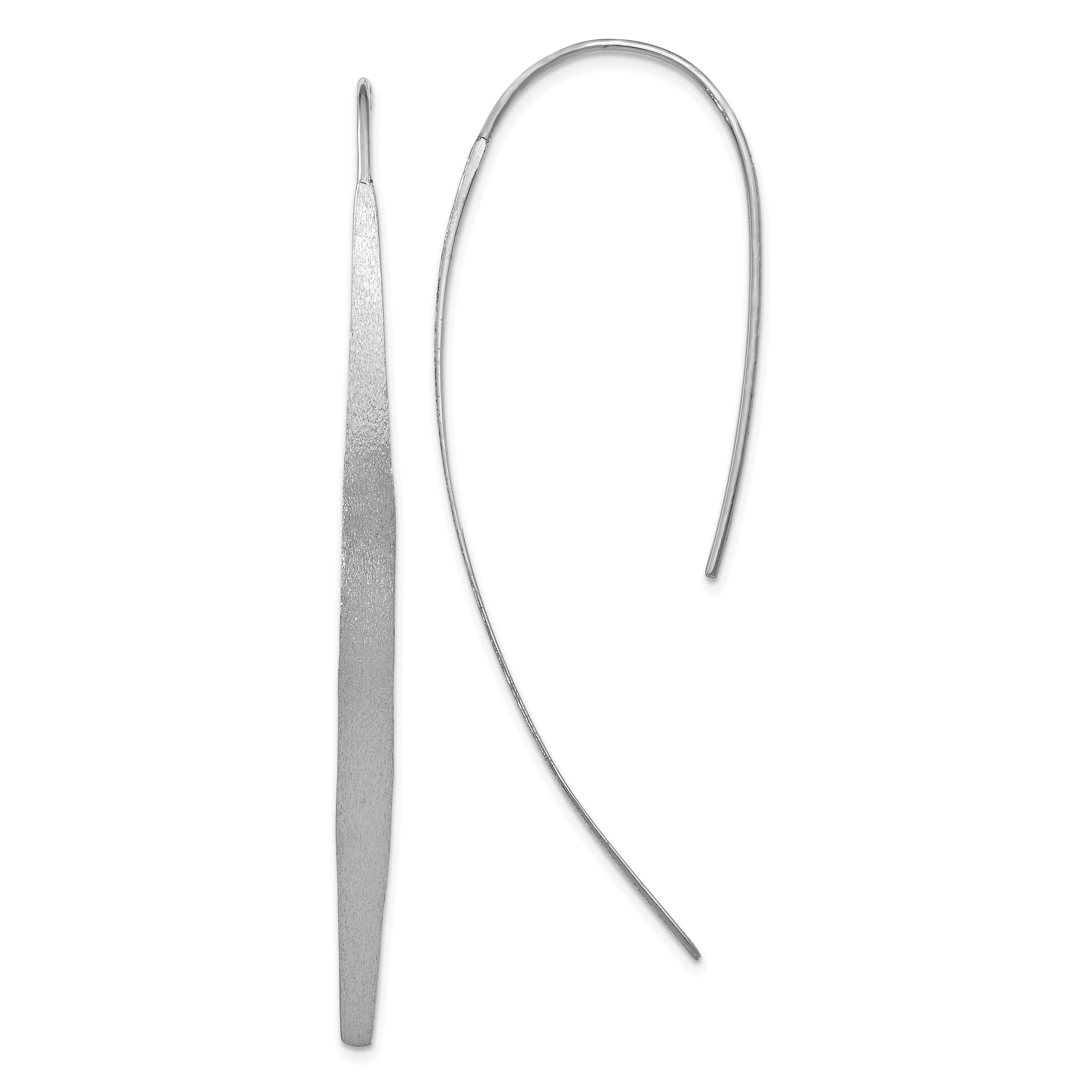 Sterling Silver Rhodium Plated Polished & Brushed Earrings
