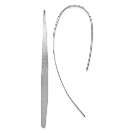 Sterling Silver Rhodium Plated Polished & Brushed Earrings