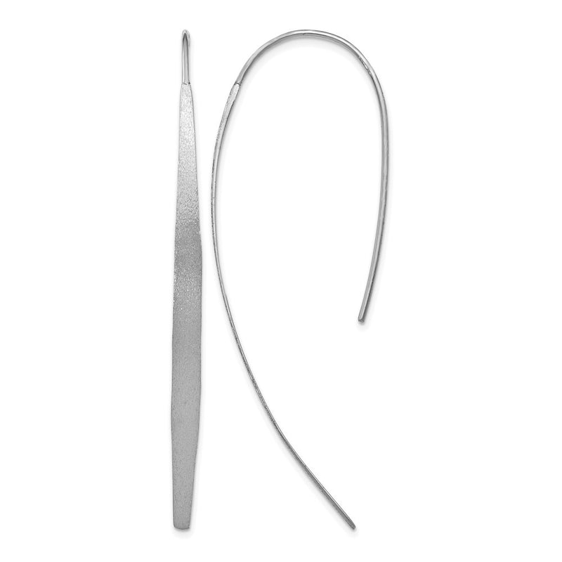 Sterling Silver Rhodium Plated Polished & Brushed Earrings