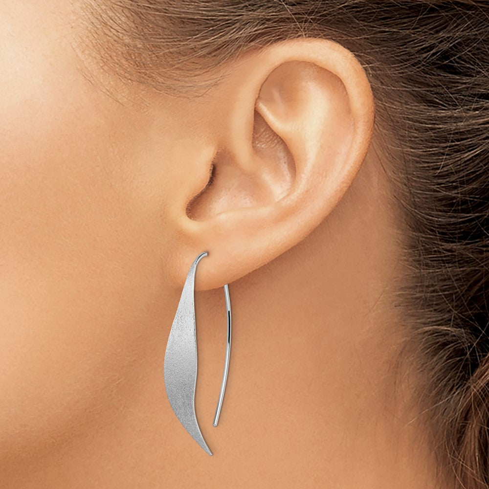 Sterling Silver Rhodium-Plated Polished & Brushed Earrings