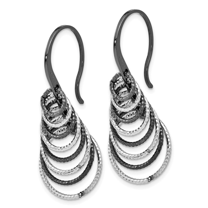 Sterling Silver Ruthenium-Plated Laser Textured Earrings